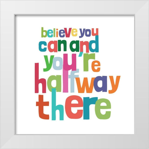 Happy Words II White Modern Wood Framed Art Print by SD Graphics Studio