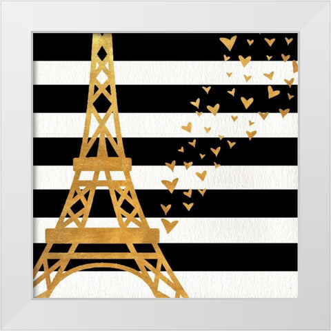 Eiffel Tower Love White Modern Wood Framed Art Print by SD Graphics Studio