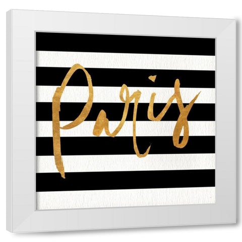 Gold Paris Collection I White Modern Wood Framed Art Print by SD Graphics Studio