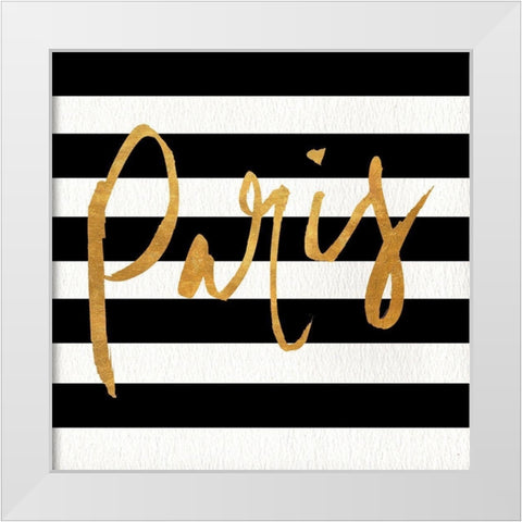 Gold Paris Collection I White Modern Wood Framed Art Print by SD Graphics Studio