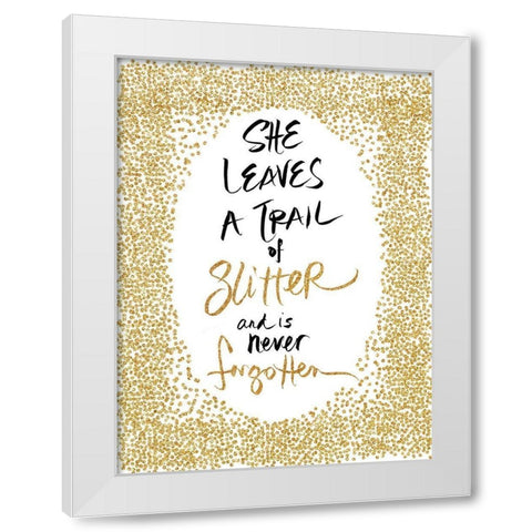 Trail of Glitter White Modern Wood Framed Art Print by SD Graphics Studio