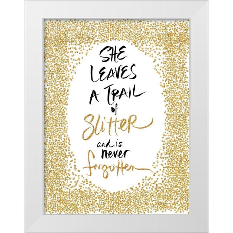 Trail of Glitter White Modern Wood Framed Art Print by SD Graphics Studio