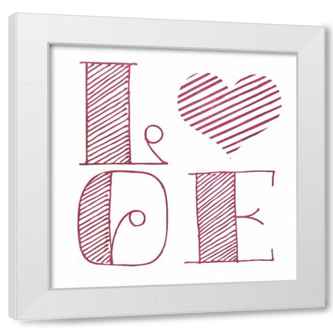 Love Heart Pink White Modern Wood Framed Art Print by Studio, Sd Graphics