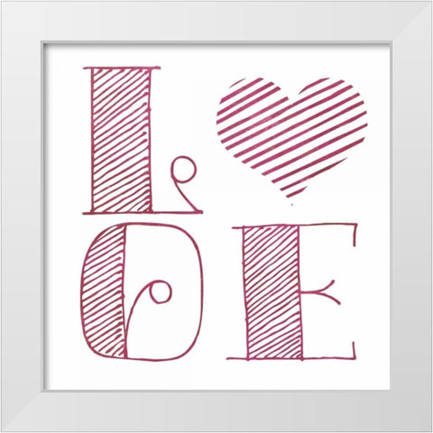 Love Heart Pink White Modern Wood Framed Art Print by Studio, Sd Graphics