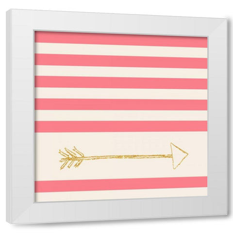 Pink and Gold Faded Arrow White Modern Wood Framed Art Print by SD Graphics Studio