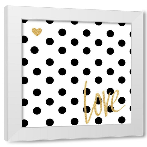 Love with Dots White Modern Wood Framed Art Print by SD Graphics Studio