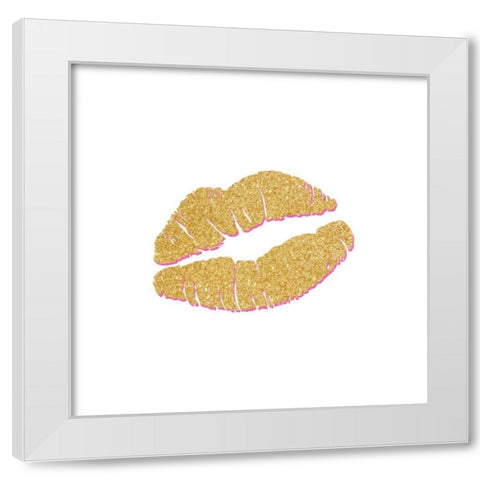 Gold Kiss White Modern Wood Framed Art Print by Studio, Sd Graphics