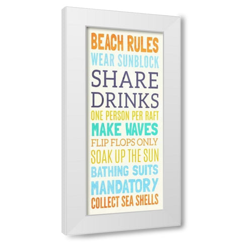 Beach Rules I White Modern Wood Framed Art Print by Studio, Sd Graphics