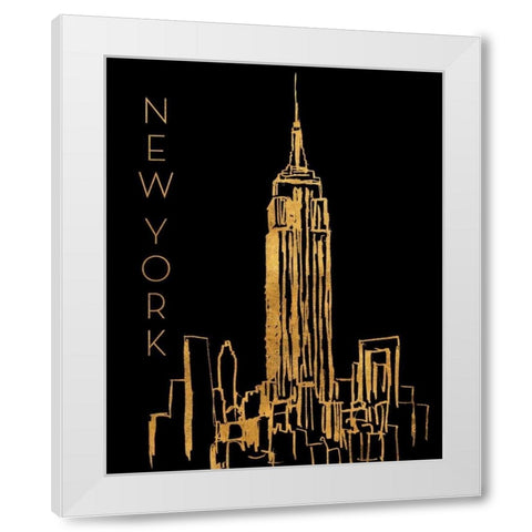 New York on Black White Modern Wood Framed Art Print by Biscardi, Nicholas