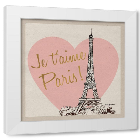 Je taime Paris! White Modern Wood Framed Art Print by Biscardi, Nicholas