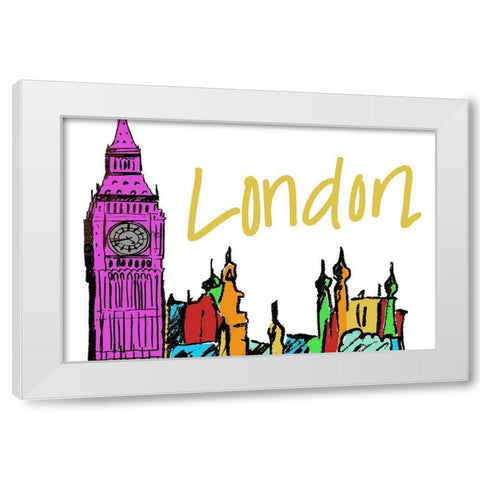 Vibrant London White Modern Wood Framed Art Print by Biscardi, Nicholas