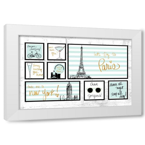 Travel Pack Teal White Modern Wood Framed Art Print by Biscardi, Nicholas