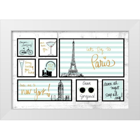 Travel Pack Teal White Modern Wood Framed Art Print by Biscardi, Nicholas