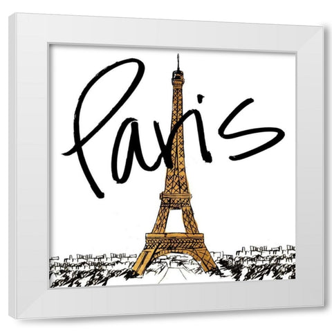 Gold Eiffel in Paris White Modern Wood Framed Art Print by Biscardi, Nicholas