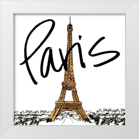 Gold Eiffel in Paris White Modern Wood Framed Art Print by Biscardi, Nicholas