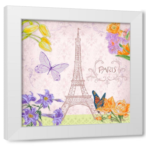 Parisian Meadow I White Modern Wood Framed Art Print by Baliko, Linda