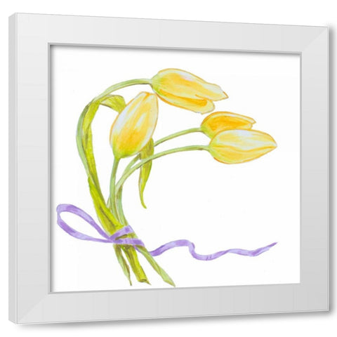 Floral V White Modern Wood Framed Art Print by Baliko, Linda