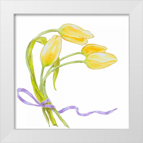 Floral V White Modern Wood Framed Art Print by Baliko, Linda