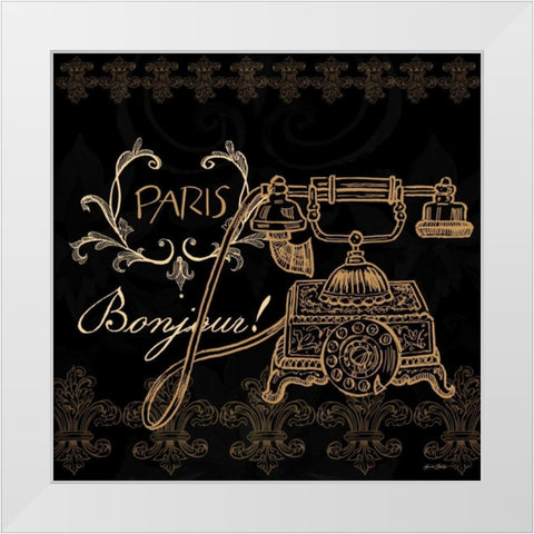 Elegant Paris Gold Square Border I White Modern Wood Framed Art Print by Baliko, Linda