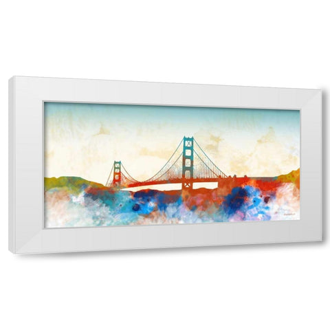 Golden Gate White Modern Wood Framed Art Print by Meneely, Dan