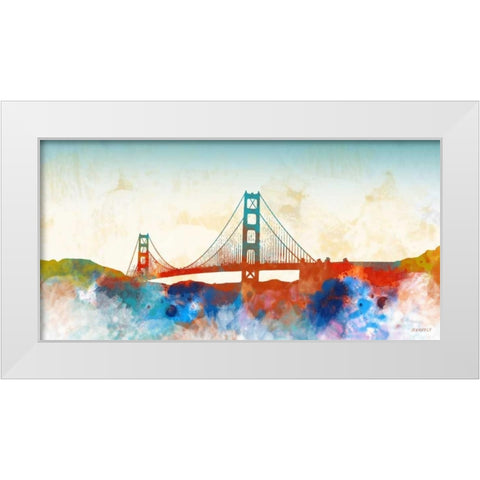 Golden Gate White Modern Wood Framed Art Print by Meneely, Dan