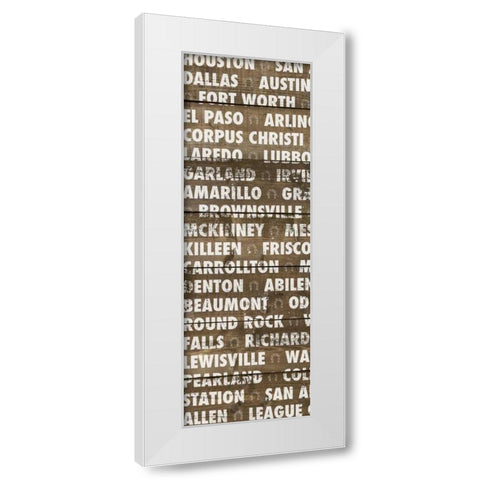 Texas Wood Type White Modern Wood Framed Art Print by Meneely, Dan