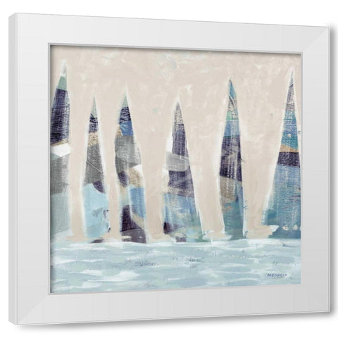 Muted Sail Boats Square I White Modern Wood Framed Art Print by Kingsley