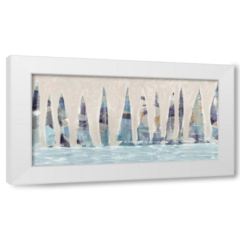 Dozen Muted Boats Panel White Modern Wood Framed Art Print by Meneely, Dan