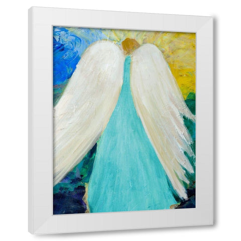 Dreams and Angel Wings White Modern Wood Framed Art Print by Maria, Robin