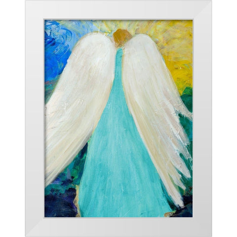 Dreams and Angel Wings White Modern Wood Framed Art Print by Maria, Robin