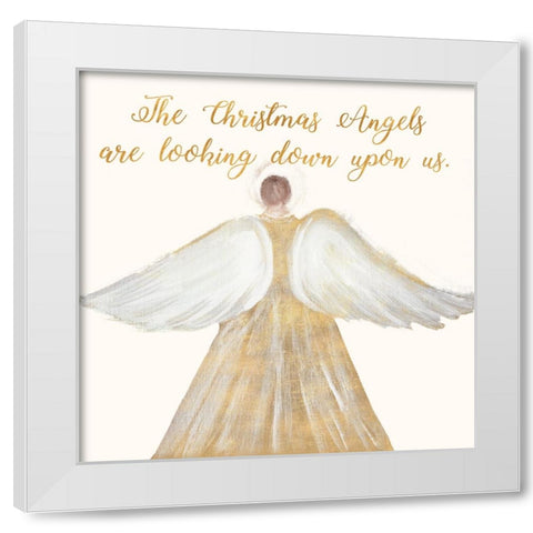 Christmas Angel White Modern Wood Framed Art Print by Maria, Robin