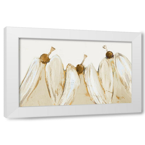 Golden Trumpeting Angels White Modern Wood Framed Art Print by Maria, Robin