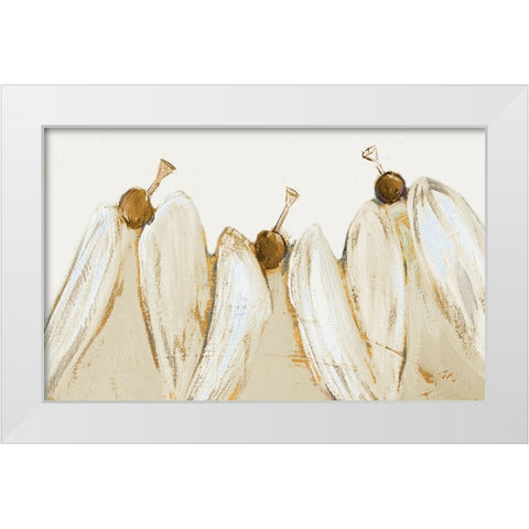 Golden Trumpeting Angels White Modern Wood Framed Art Print by Maria, Robin
