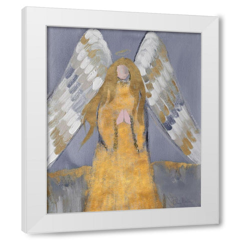 Gold and Silver Angel White Modern Wood Framed Art Print by Maria, Robin