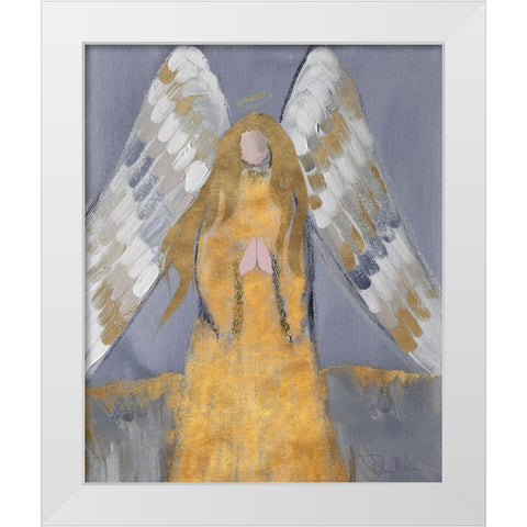 Gold and Silver Angel White Modern Wood Framed Art Print by Maria, Robin