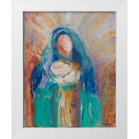 Mother and Child II White Modern Wood Framed Art Print by Maria, Robin