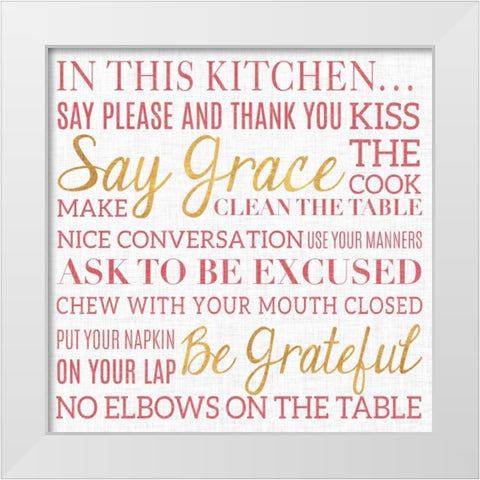 In This Kitchen White Modern Wood Framed Art Print by Studio, Sd Graphics