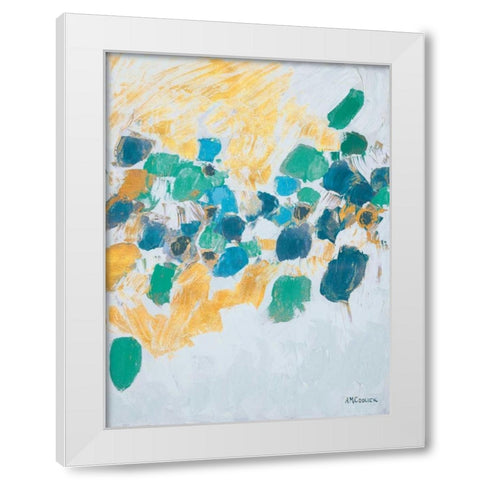 Gold and Teal Internodes White Modern Wood Framed Art Print by Coolick, Ann Marie