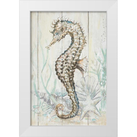 Antique Sea Horse II White Modern Wood Framed Art Print by Pinto, Patricia