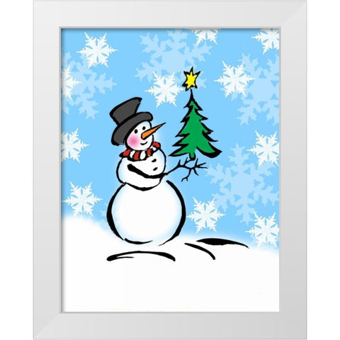 Silly Snowmen III White Modern Wood Framed Art Print by Biscardi, Nicholas