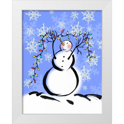 Silly Snowmen I White Modern Wood Framed Art Print by Biscardi, Nicholas