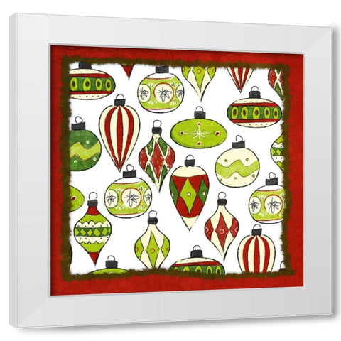Whimsical Ornaments II White Modern Wood Framed Art Print by SD Graphics Studio