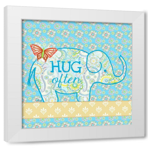 Blue Elephant I White Modern Wood Framed Art Print by Metz, Andi