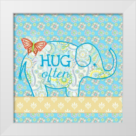 Blue Elephant I White Modern Wood Framed Art Print by Metz, Andi