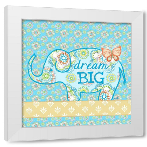 Blue Elephant II White Modern Wood Framed Art Print by Metz, Andi