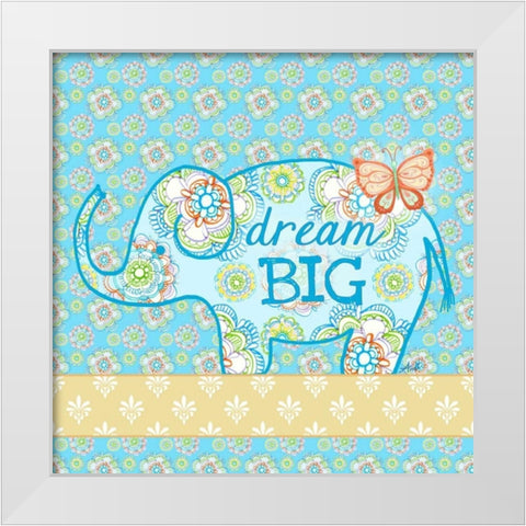 Blue Elephant II White Modern Wood Framed Art Print by Metz, Andi