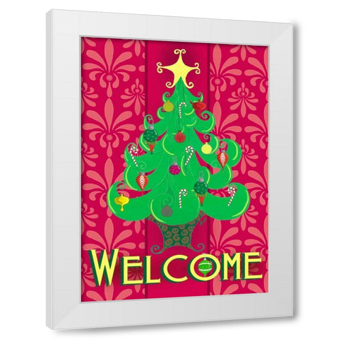 Christmas Tree Welcome White Modern Wood Framed Art Print by Metz, Andi