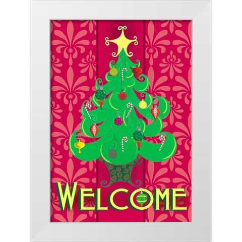 Christmas Tree Welcome White Modern Wood Framed Art Print by Metz, Andi