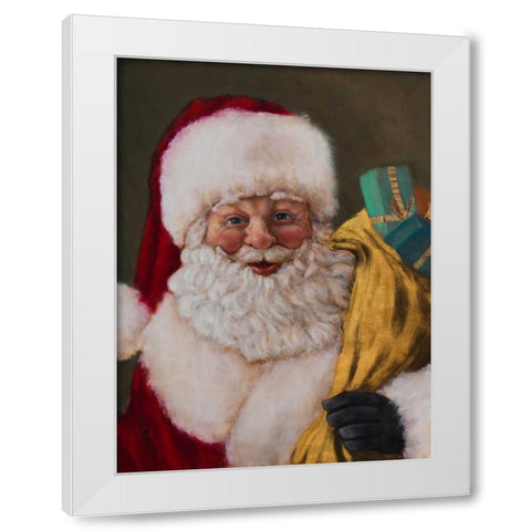 Jolly Saint Nick White Modern Wood Framed Art Print by Johnson, Walt