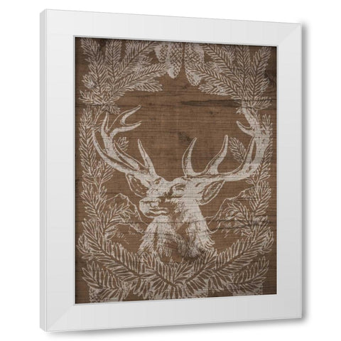 Holiday Deer White Modern Wood Framed Art Print by SD Graphics Studio